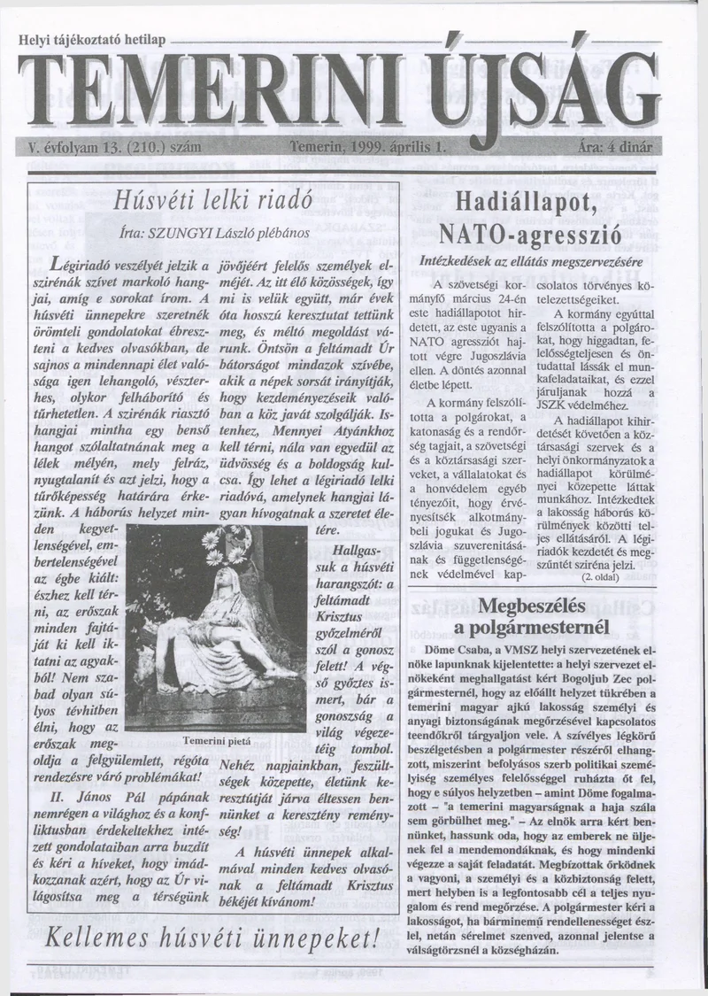 Temerini Újság, 5. évf. 1999. április 1. 13. sz.