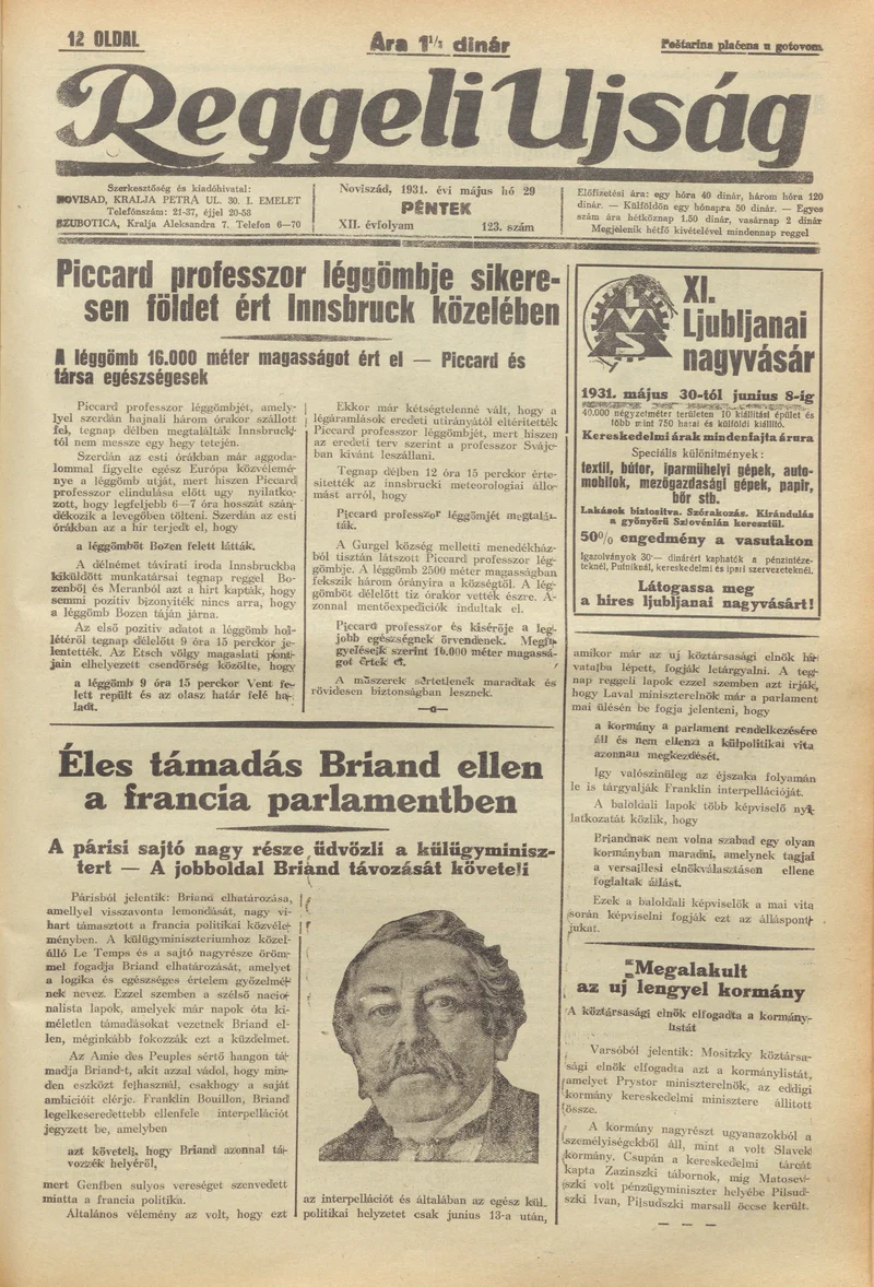 Reggeli Újság, 12. évf. 1931. május 29. 123. sz.