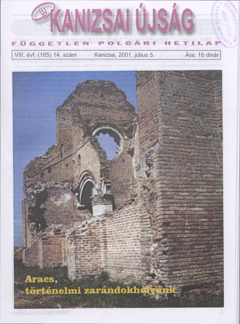 Új Kanizsai Újság, 8. évf. 2001. július 5. 14. sz.