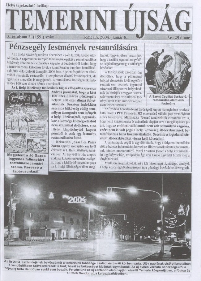 Temerini Újság, 10. évf. 2004. január 8. 2. sz.