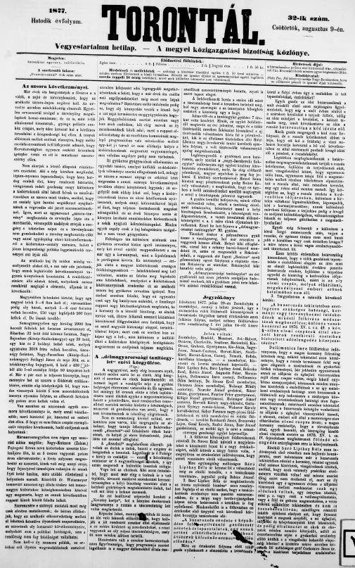 Torontál, 6. évf. 1877. augusztus 9. 32. sz.
