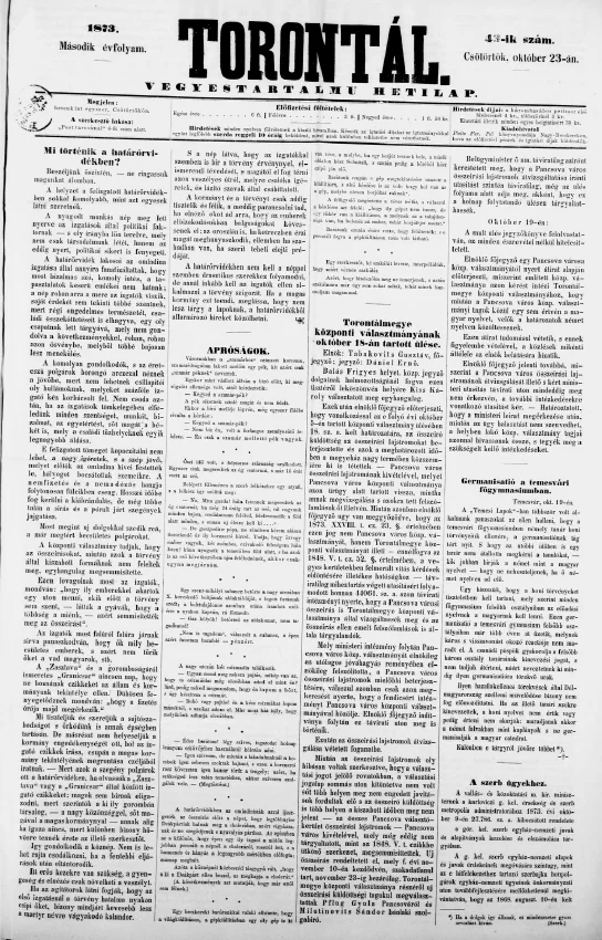 Torontál, 2. évf. 1873. október 23. 43. sz.