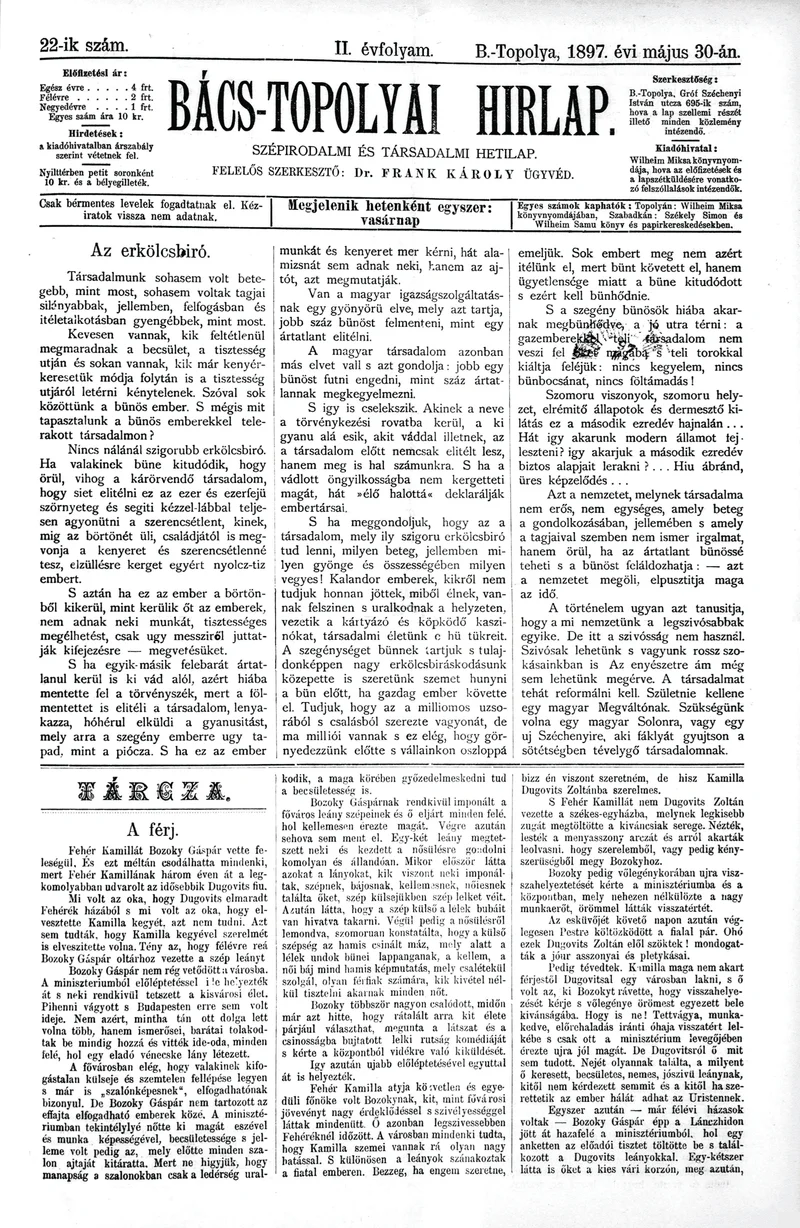 Bács-Topolyai Hirlap, 2. évf. 1897. május 30. 22. sz.