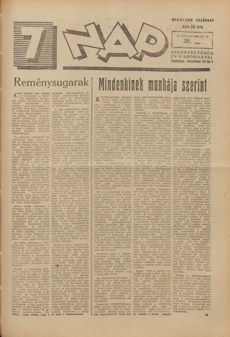 7 Nap, 9. évf. 1954. szeptember 19. 38. sz. 1–16. oldal