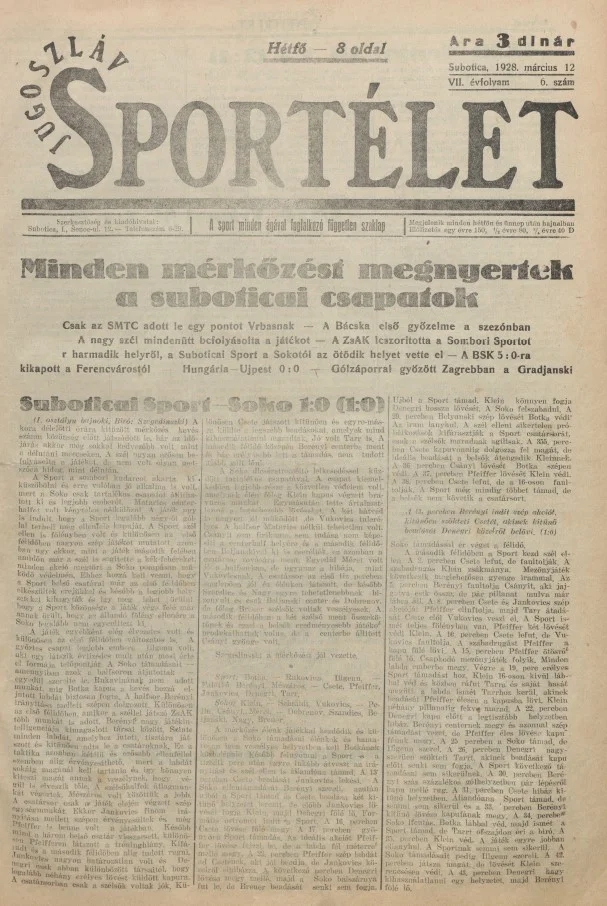 Jugoszláv sportélet, 7. évf. 1928. március 12. 6. sz.