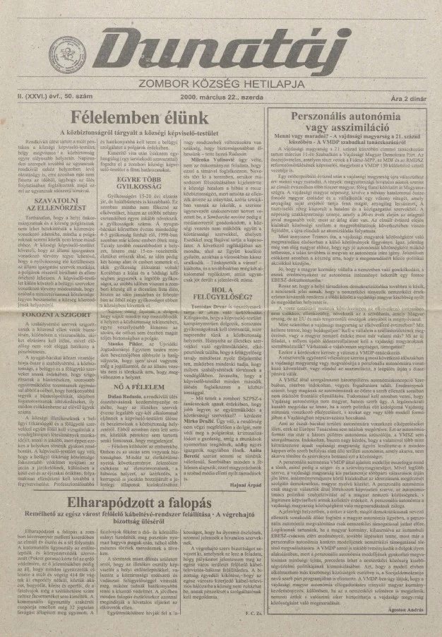 Dunatáj, 2. évf. 2000. március 22. 50. sz.