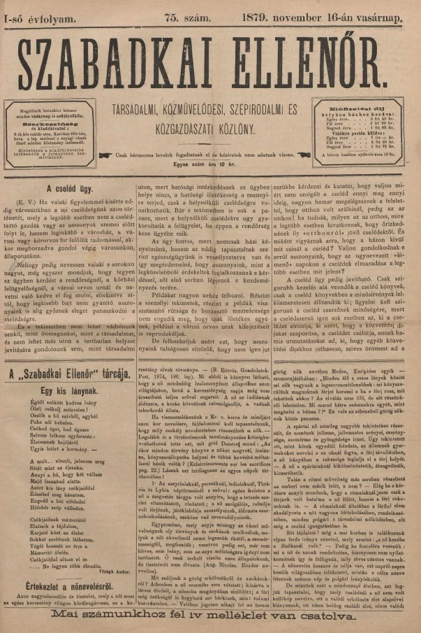 Szabadkai Ellenőr, 1. évf. 1879. november 16. 75. sz.
