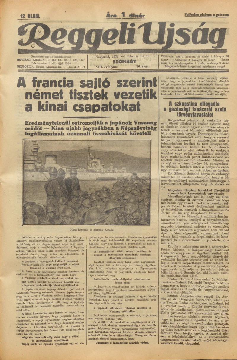 Reggeli Újság, 13. évf. 1932. február 13. 36. sz.