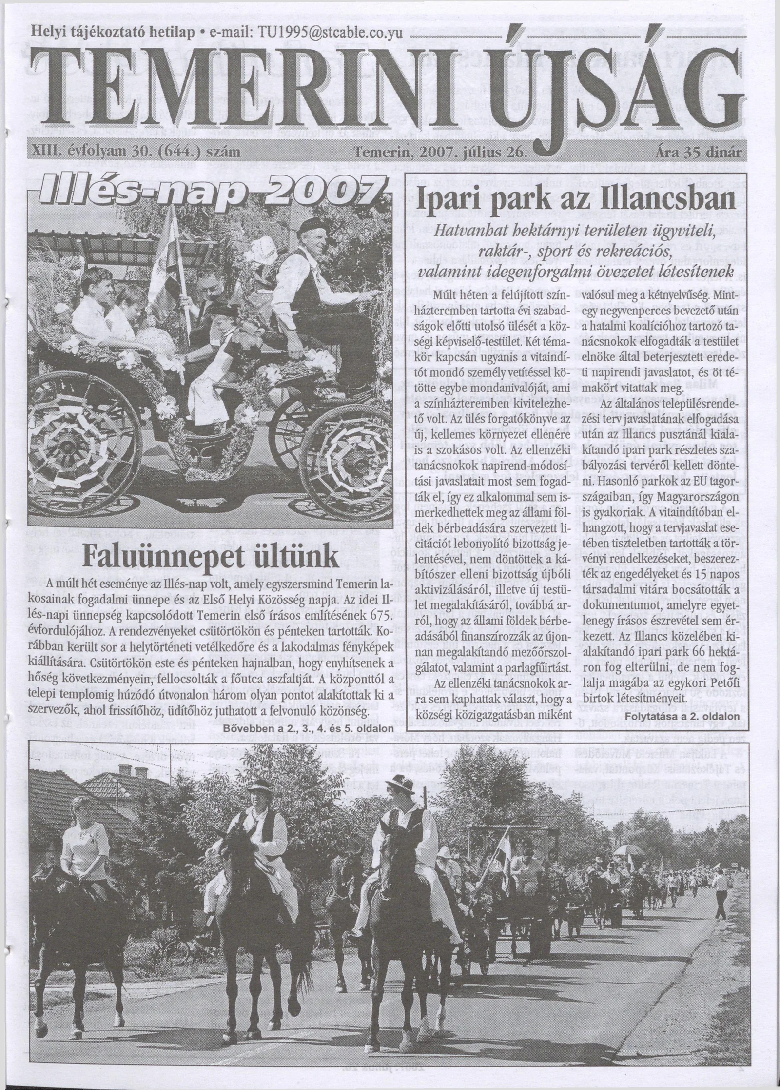 Temerini Újság, 13. évf. 2007. július 26. 30. sz.