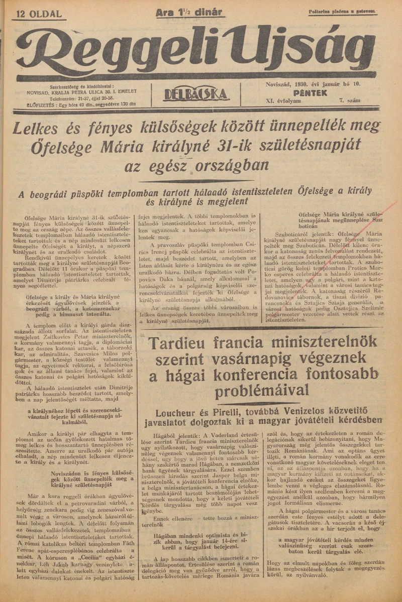 Reggeli Újság, 11. évf. 1930. január 10. 7. sz.