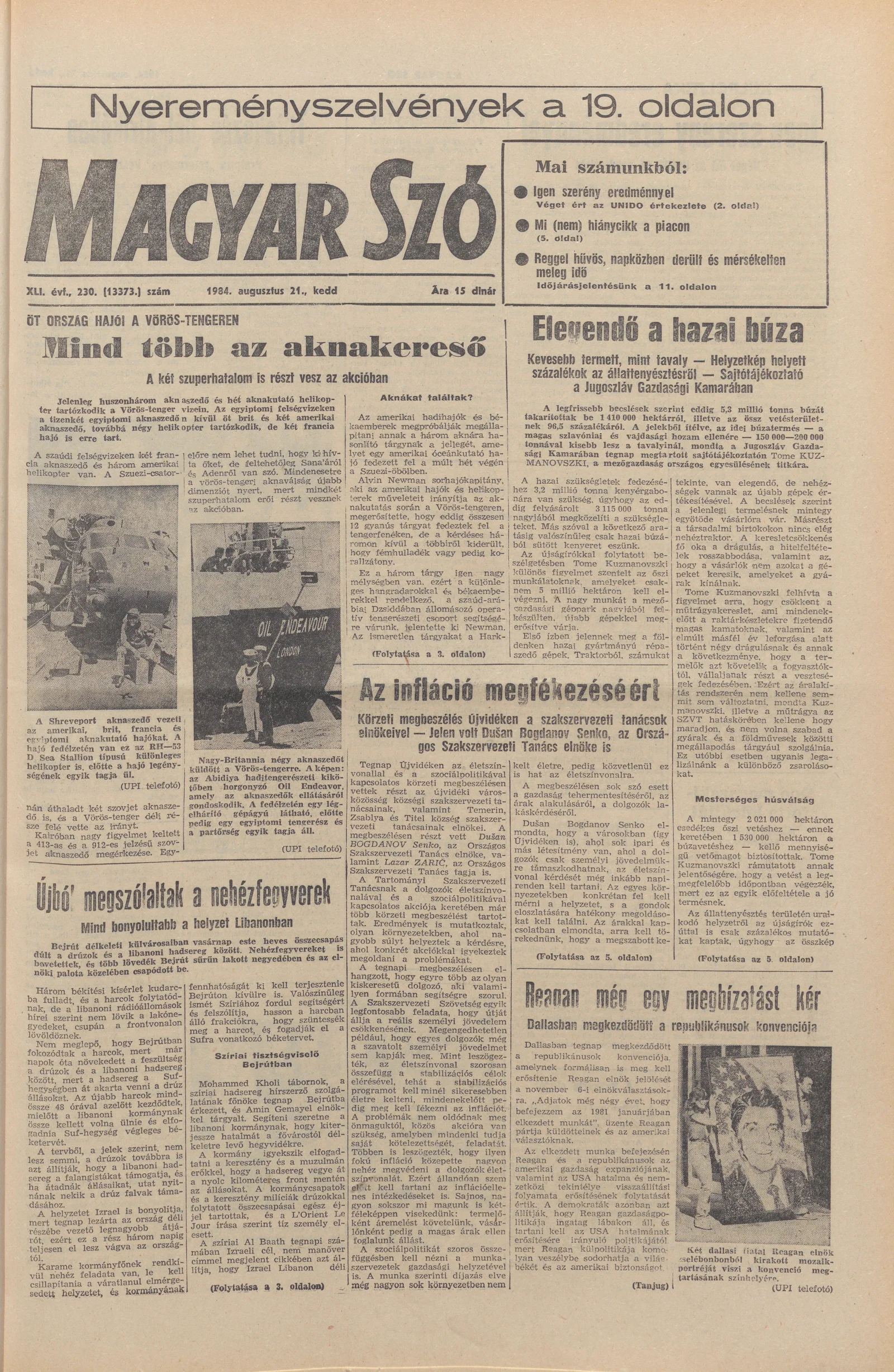 Magyar Szó, 41. évf. 1984. augusztus 21. 230. sz. 1–20. oldal