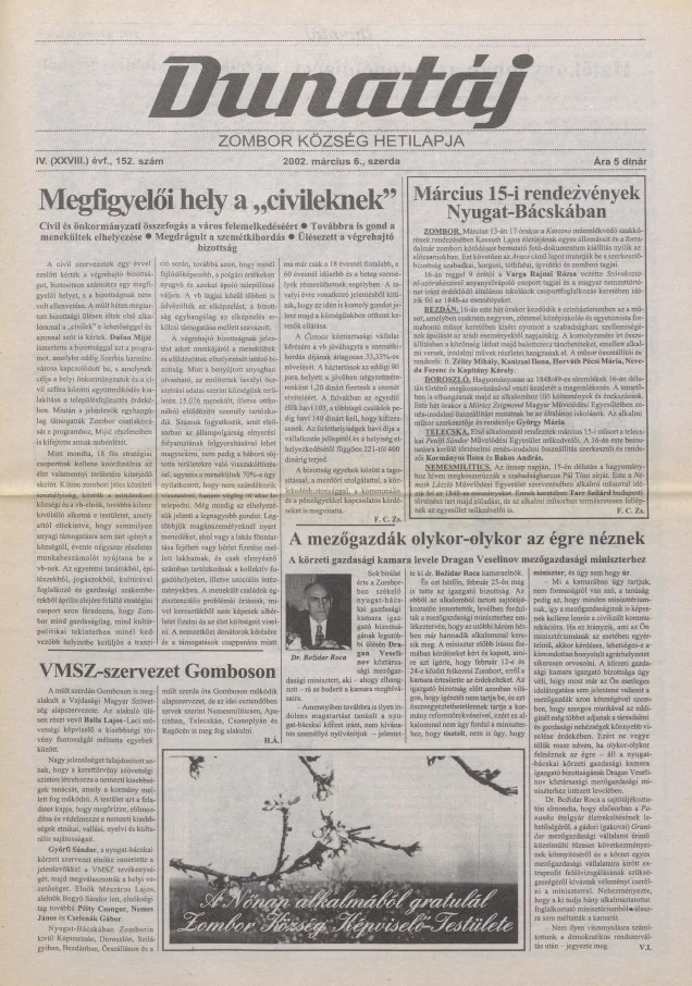 Dunatáj, 4. évf. 2002. március 6. 152. sz.