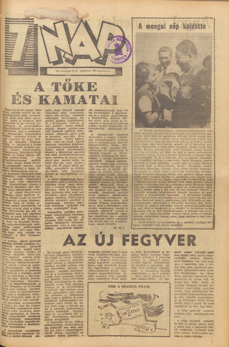 7 Nap, 12. évf. 1957. szeptember 1. 36. sz.