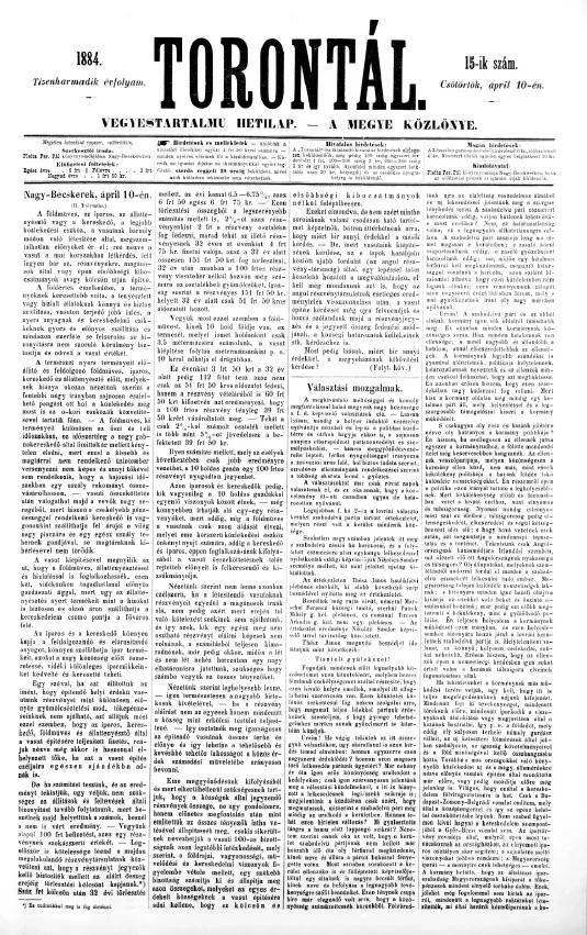 Torontál, 13. évf. 1884. április 10. 15. sz.