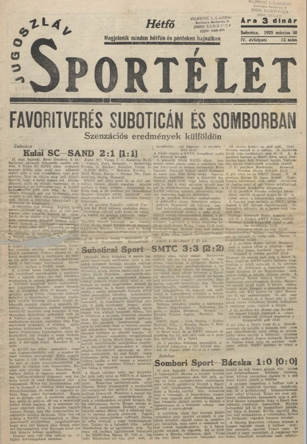 Jugoszláv sportélet, 4. évf. 1925. március 30. 12. sz.
