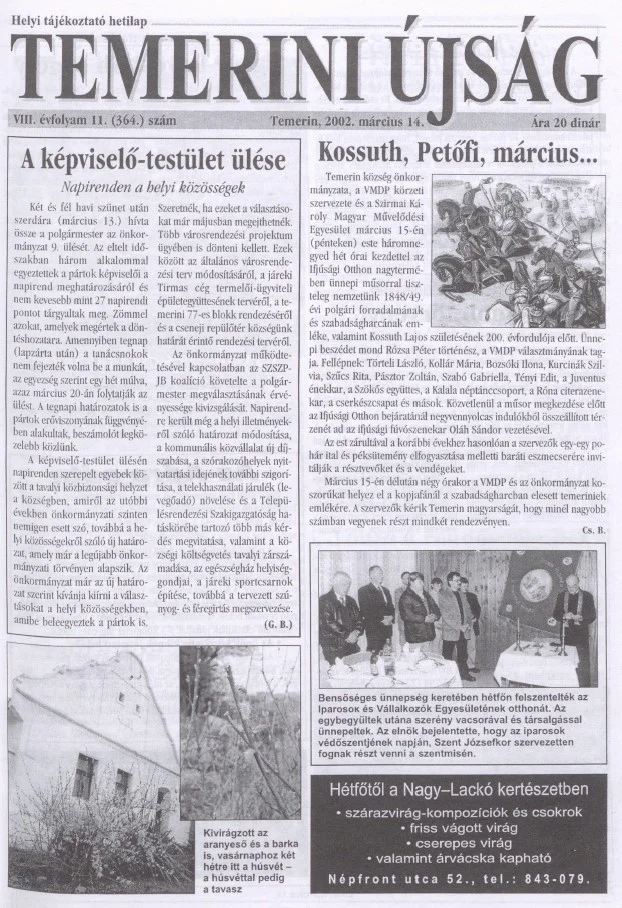 Temerini Újság, 8. évf. 2002. március 14. 11. sz.