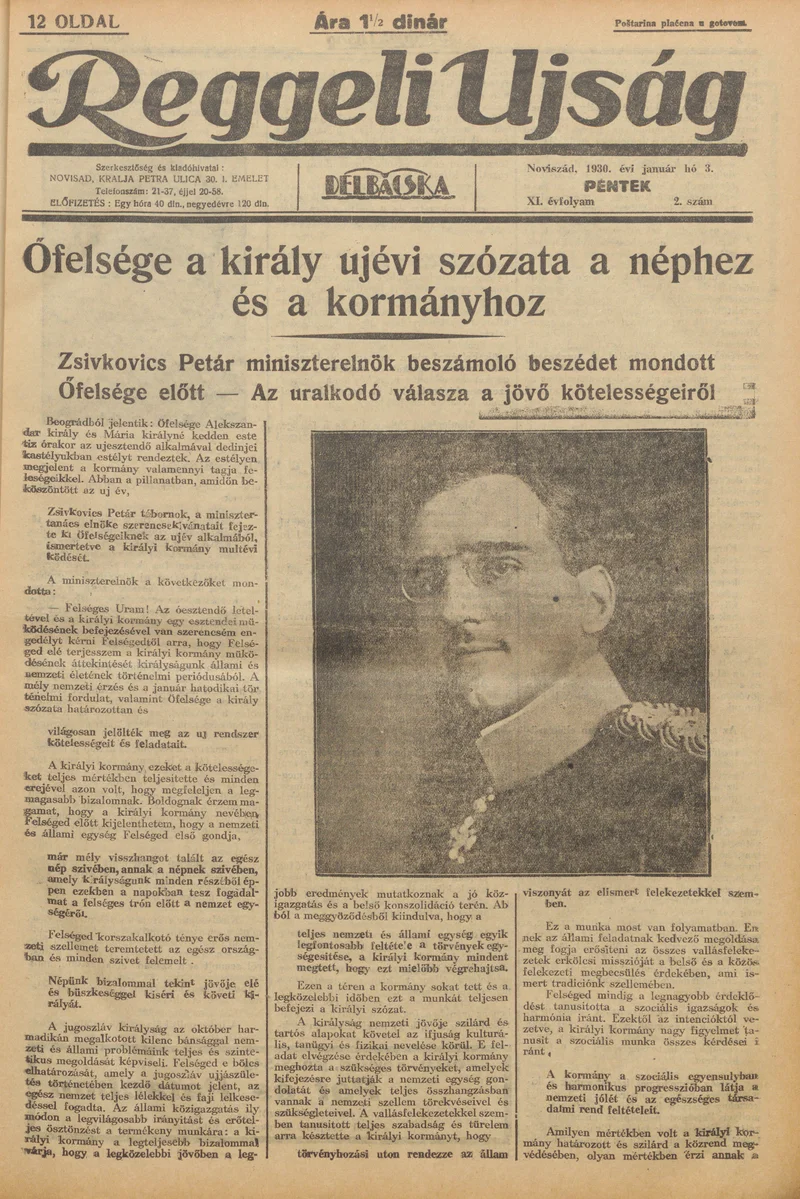 Reggeli Újság, 11. évf. 1930. január 3. 2. sz.