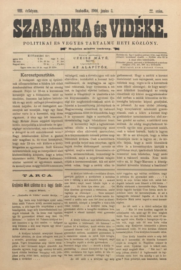 Szabadka és vidéke II, 8. évf. 1900. június 3. 22. sz.