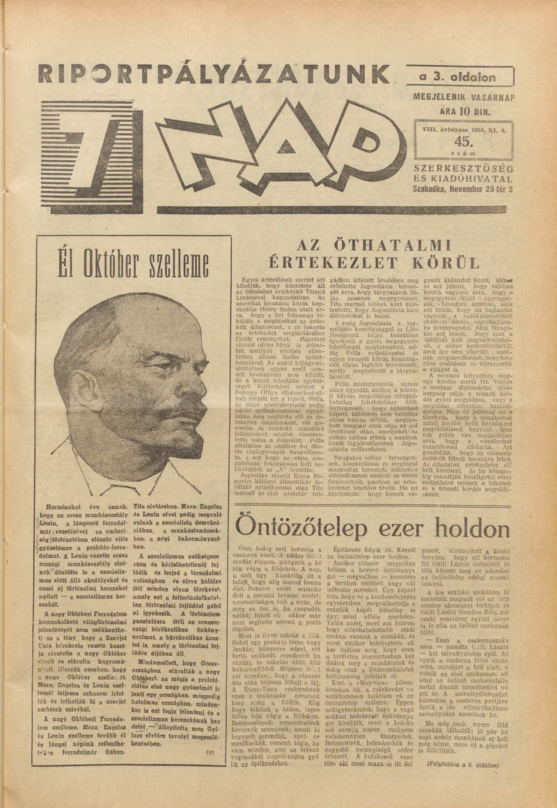 7 Nap, 8. évf. 1953. november 8. 45. sz. 1–16. oldal