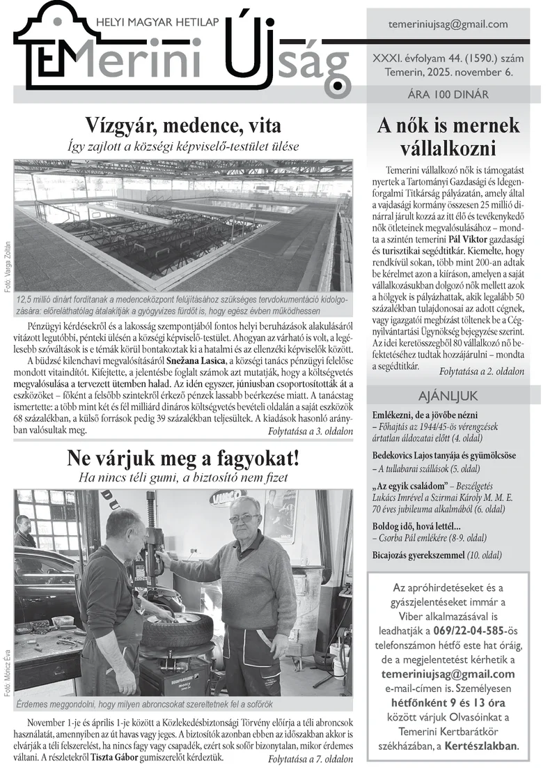 Temerini Újság, 31. évf. 2025. november 6. 44. sz.