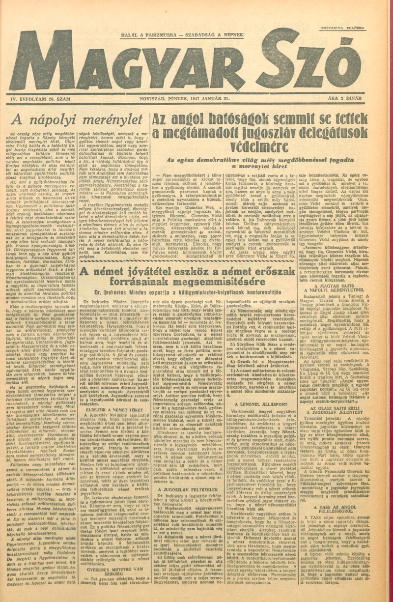Magyar Szó, 4. évf. 1947. január 31. 26. sz. 1–6. oldal