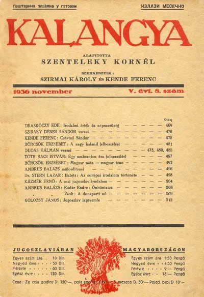 Kalangya, 5. évf. 1936. november. 8. sz. 469–516. oldal