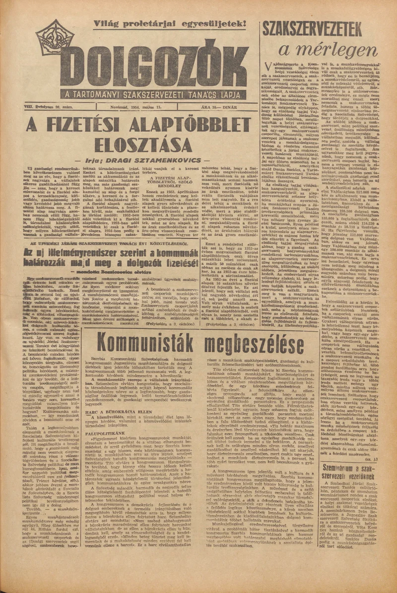 Dolgozók, 8. évf. 1954. május 11. 20. sz.