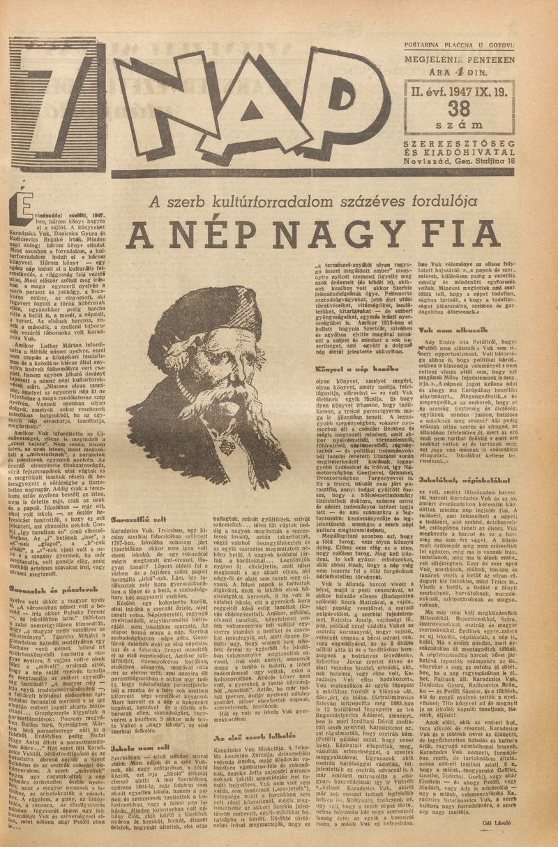 7 Nap, 2. évf. 1947. szeptember 19. 38. sz. 1–10. oldal