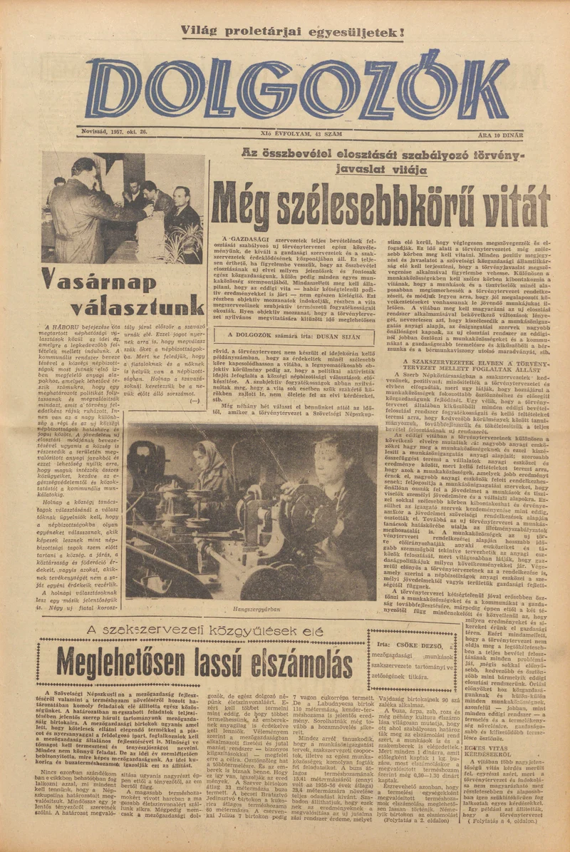 Dolgozók, 11. évf. 1957. október 26. 43. sz.