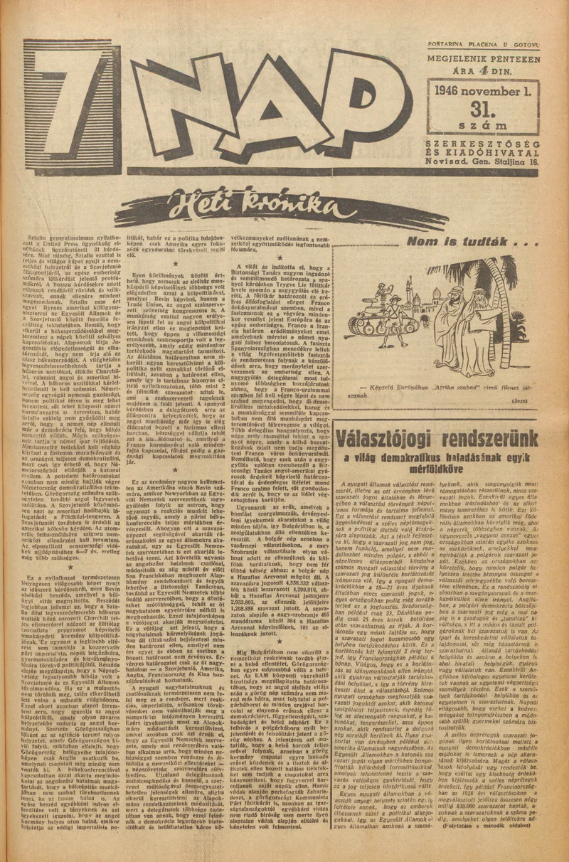 7 Nap, 1. évf. 1946. november 1. 31. sz. 1–10. oldal