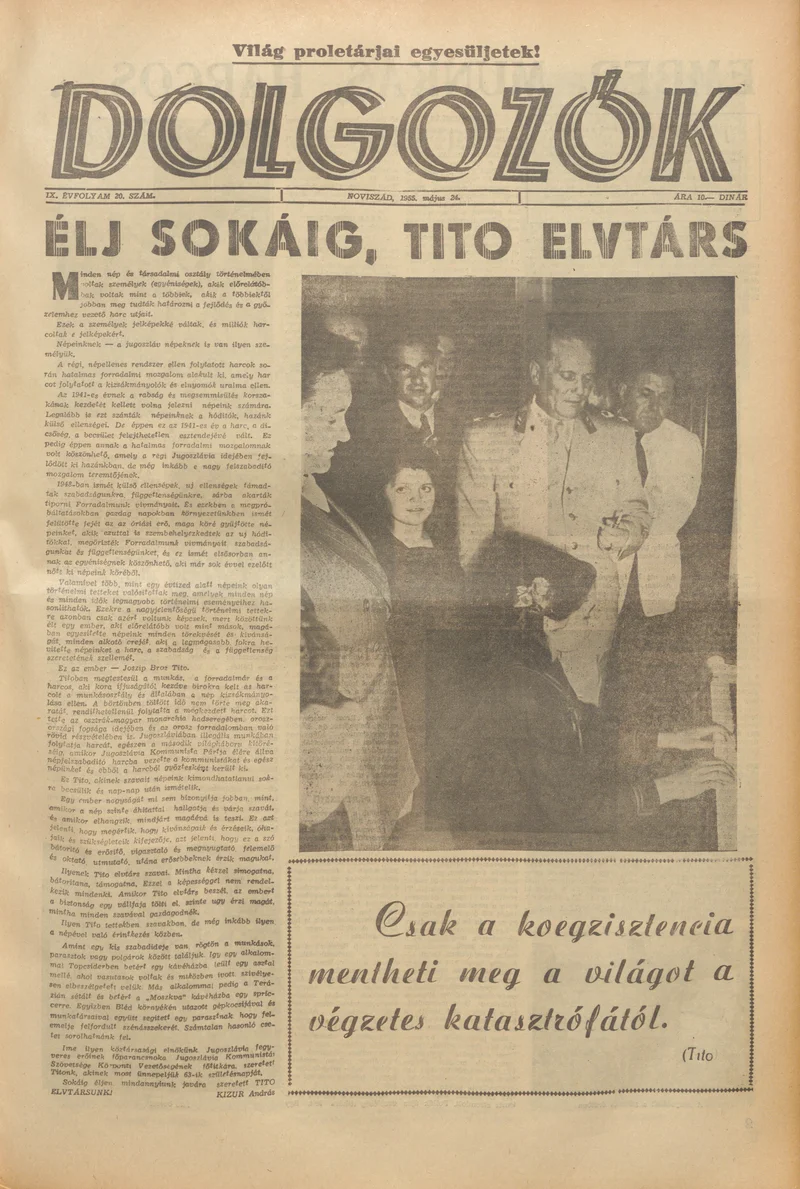 Dolgozók, 9. évf. 1955. május 24. 20. sz.