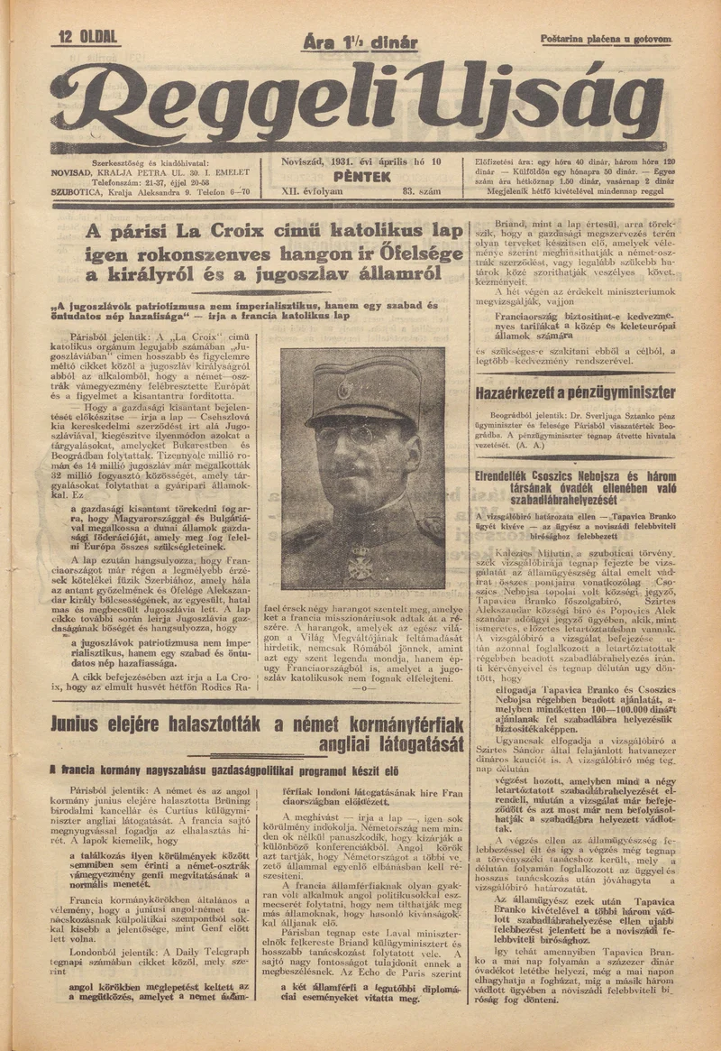 Reggeli Újság, 12. évf. 1931. április 10. 83. sz.