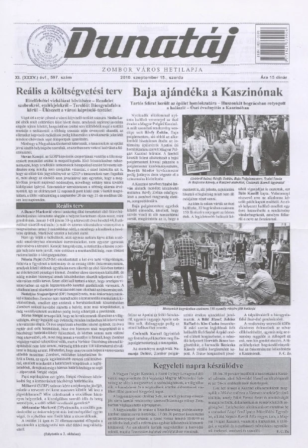 Dunatáj, 12. évf. 2010. szeptember 15. 597. sz.