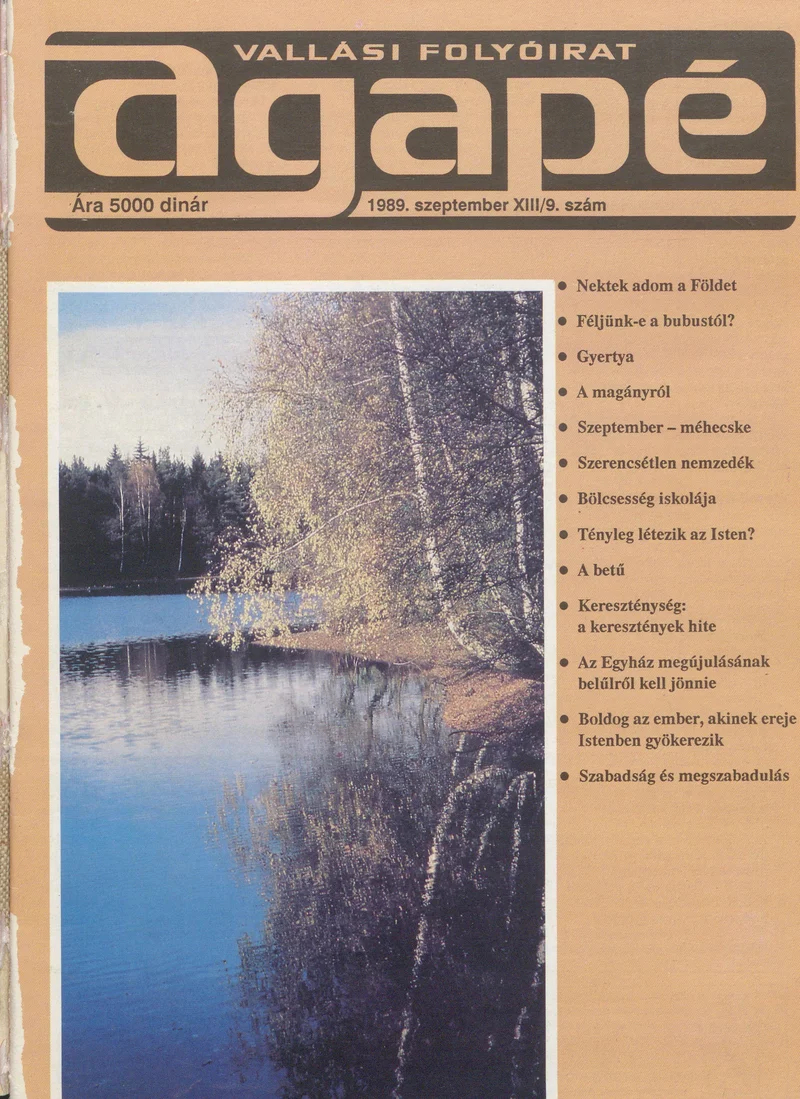Agape, 13. évf. 1989. szeptember. 9. sz.