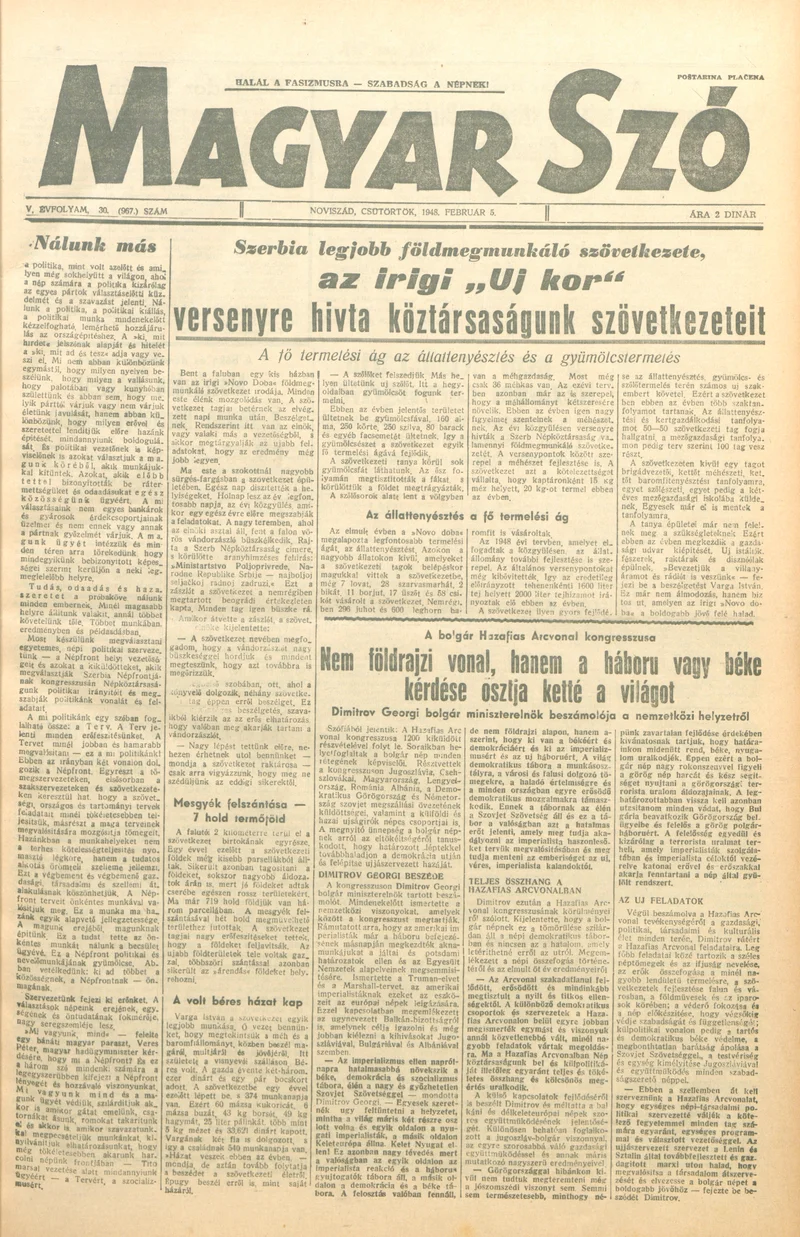 Magyar Szó, 4. évf. 1947. február 5. 30. sz. 1–8. oldal
