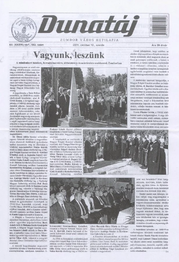 Dunatáj, 13. évf. 2011. október 12. 653. sz.