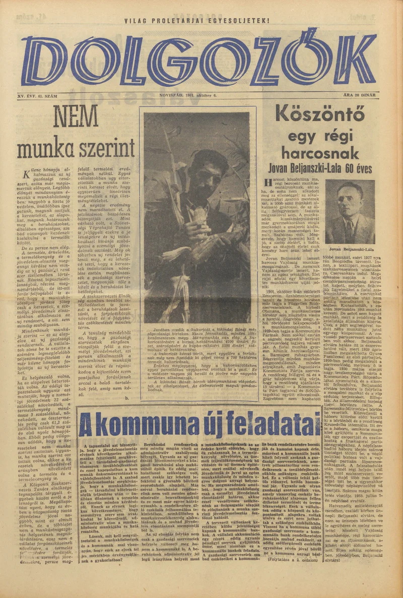 Dolgozók, 15. évf. 1961. október 6. 41. sz.