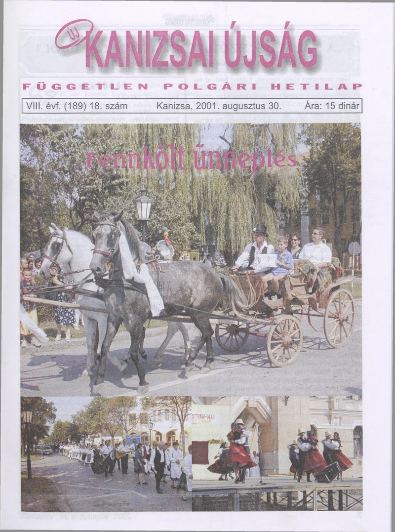Új Kanizsai Újság, 8. évf. 2001. augusztus 30. 18. sz.