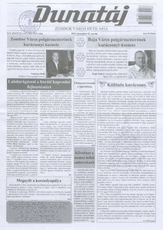 Dunatáj, 15. évf. 2013. december 25. 763–765. sz.