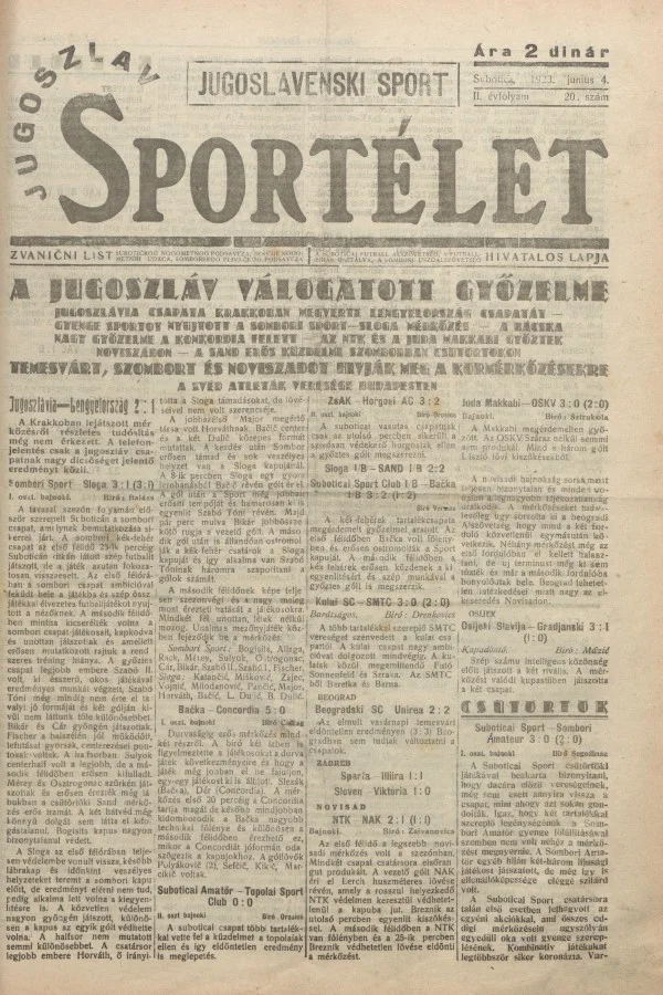 Jugoszláv sportélet, 2. évf. 1923. június 4. 20. sz.