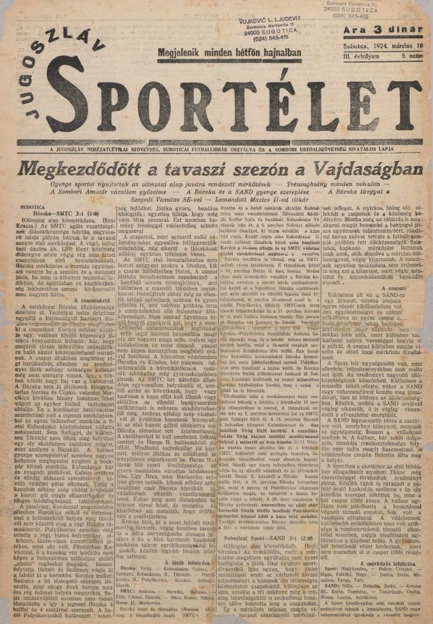 Jugoszláv sportélet, 3. évf. 1924. március 10. 5. sz.