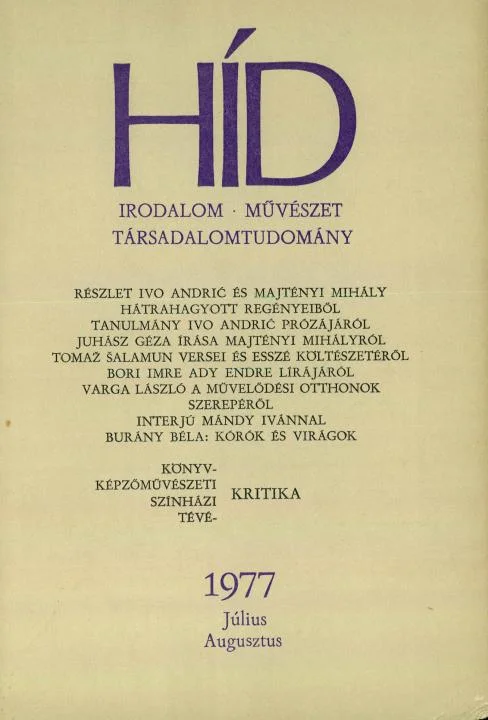 Híd, 41. évf. 1977. július – augusztus. 7–8. sz. 857–1008. oldal