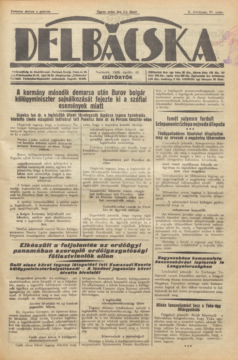 Délbácska, 10. évf. 1929. április 25. 97. sz.