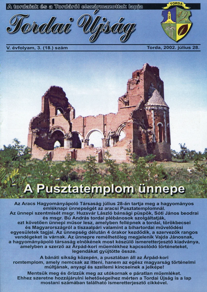 Tordai Újság, 5. évf. 2002. július 28. 3. sz. 1–24. oldal
