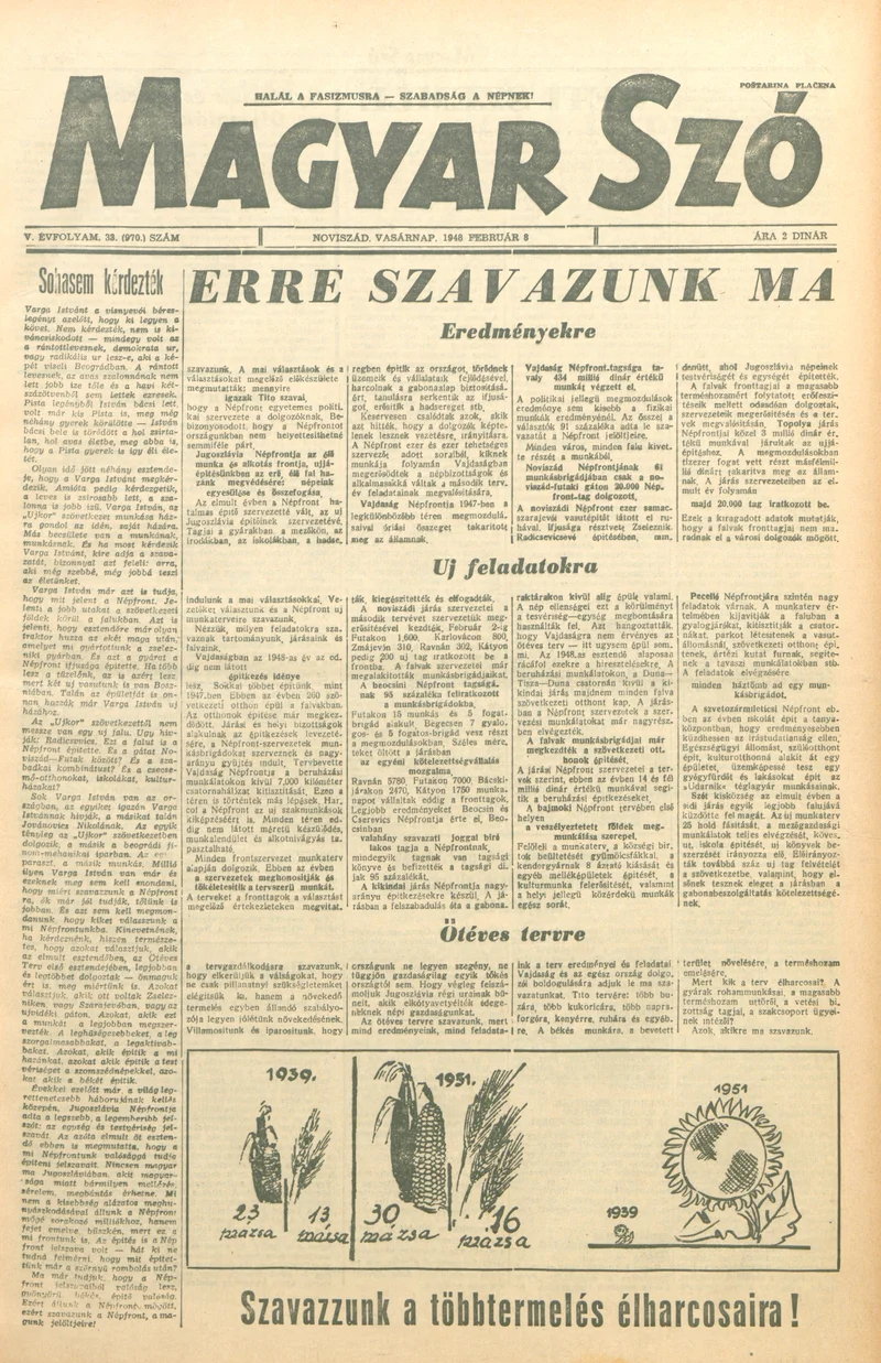 Magyar Szó, 5. évf. 1948. február 8. 33. sz. 1–8. oldal
