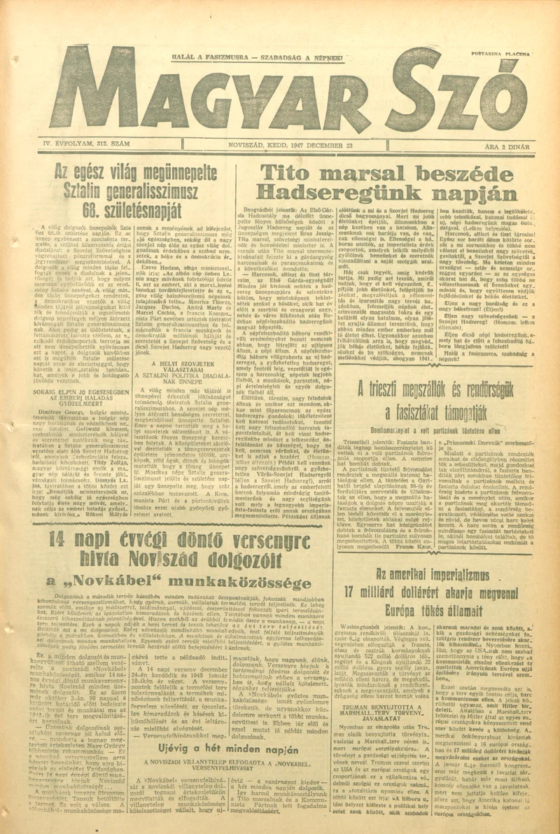 Magyar Szó, 4. évf. 1947. december 23. 312. sz. 1–6. oldal