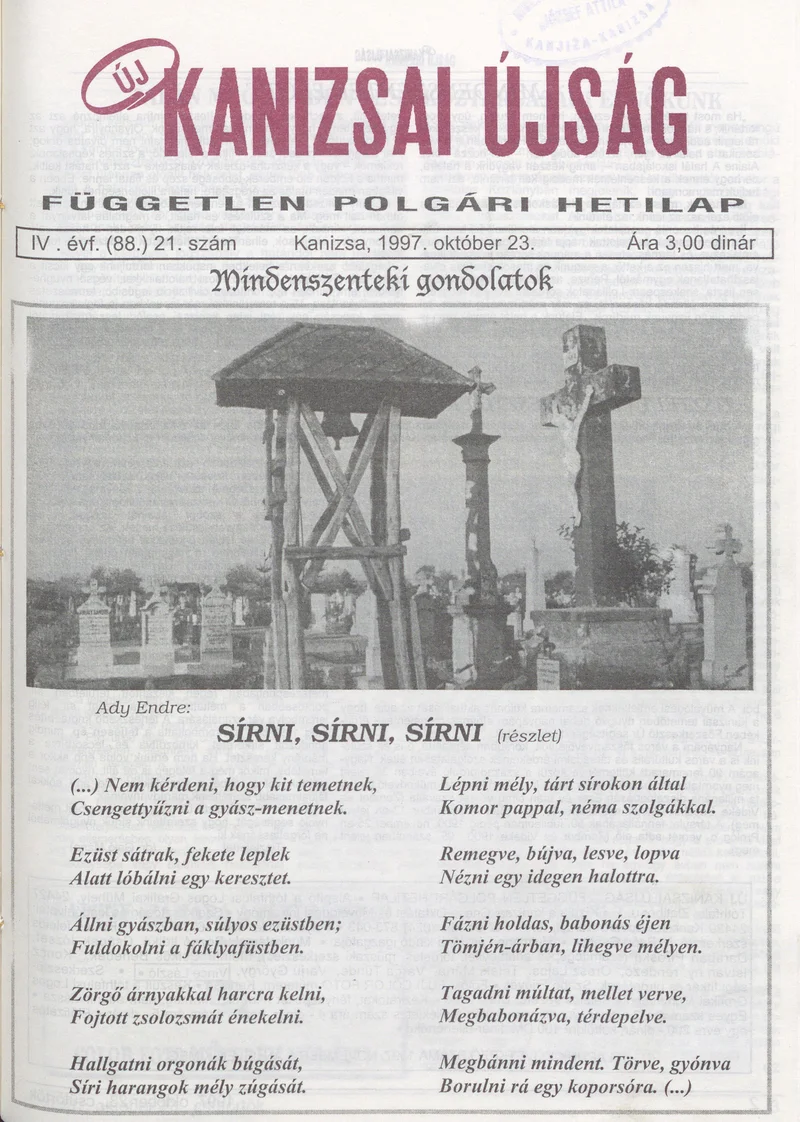 Új Kanizsai Újság, 4. évf. 1997. október 23. 21. sz.