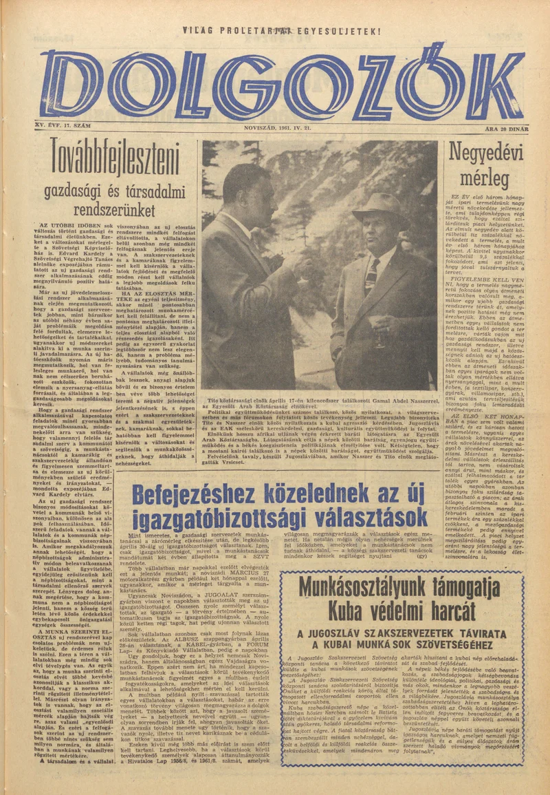 Dolgozók, 15. évf. 1961. április 21. 17. sz.