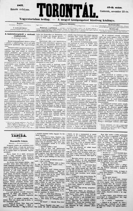 Torontál, 6. évf. 1877. november 22. 47. sz.
