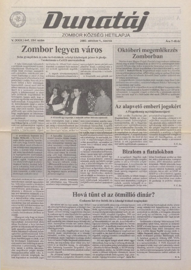 Dunatáj, 5. évf. 2003. október 1. 234. sz.